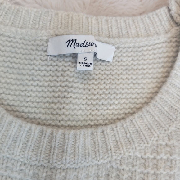 Madewell Cream Cable Knit Textured Sweater Size Small - Picture 3 of 10
